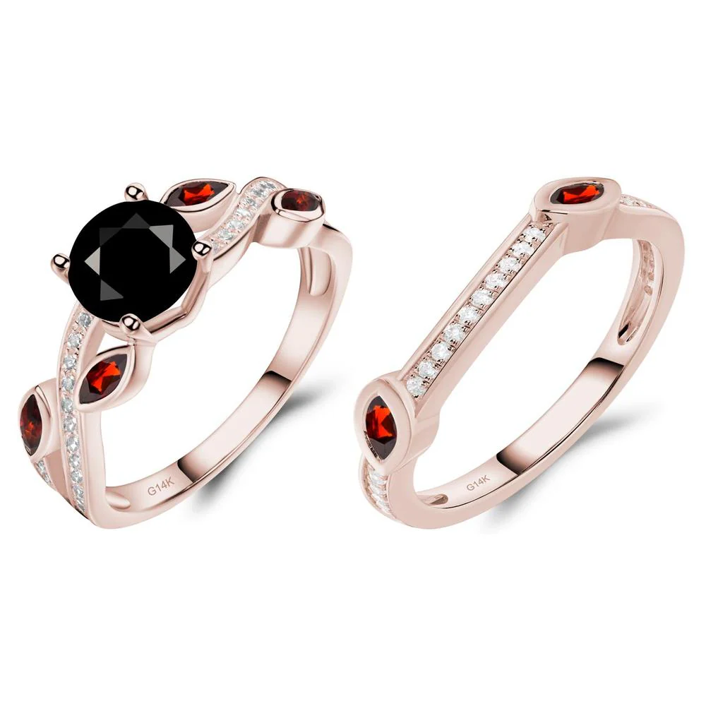 Black Spinel Twisted Leaf Engagement Ring - Image 11