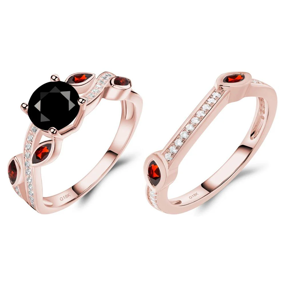Black Spinel Twisted Leaf Engagement Ring - Image 17