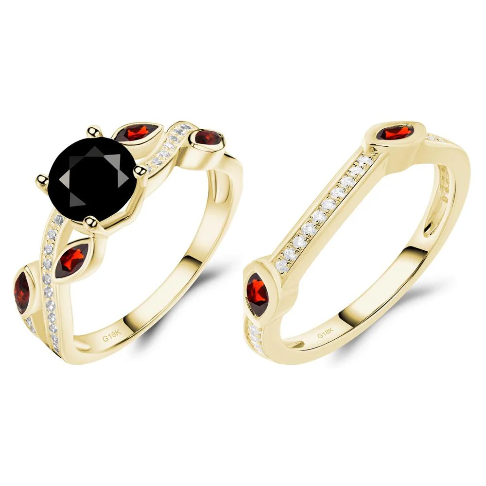 Black Spinel Twisted Leaf Engagement Ring - Image 21