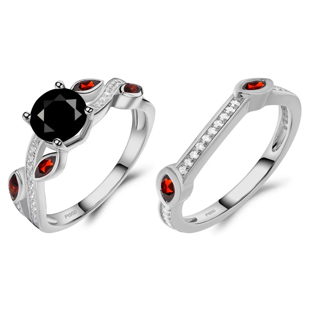 Black Spinel Twisted Leaf Engagement Ring - Image 25