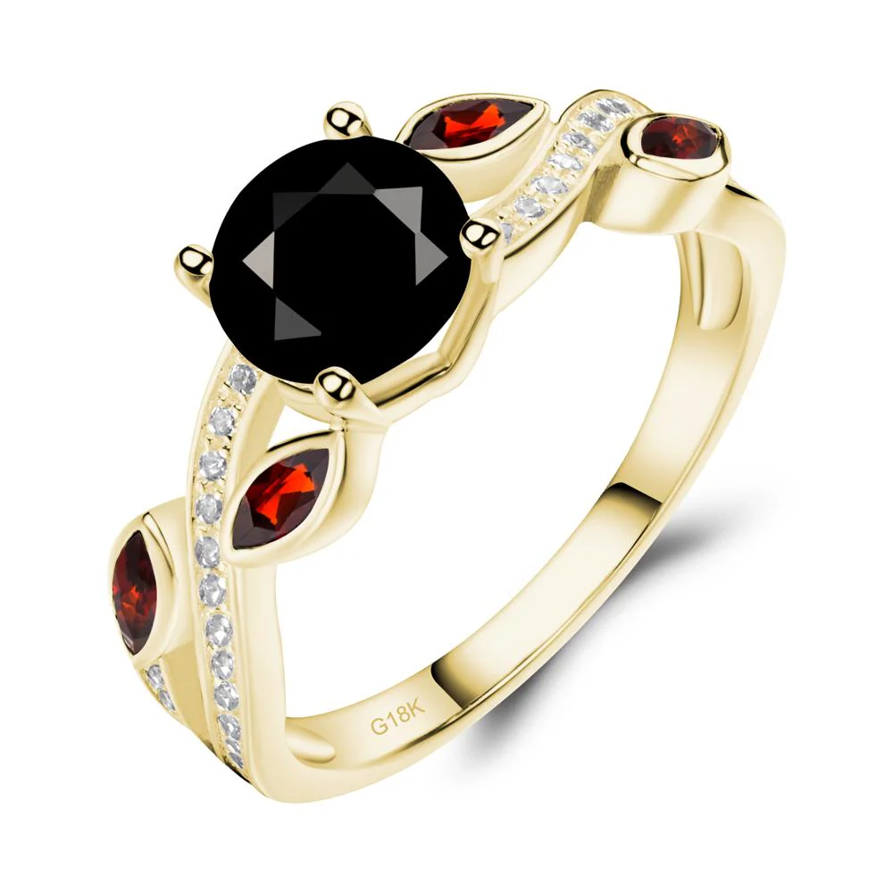 Black Spinel Twisted Leaf Engagement Ring - Image 3