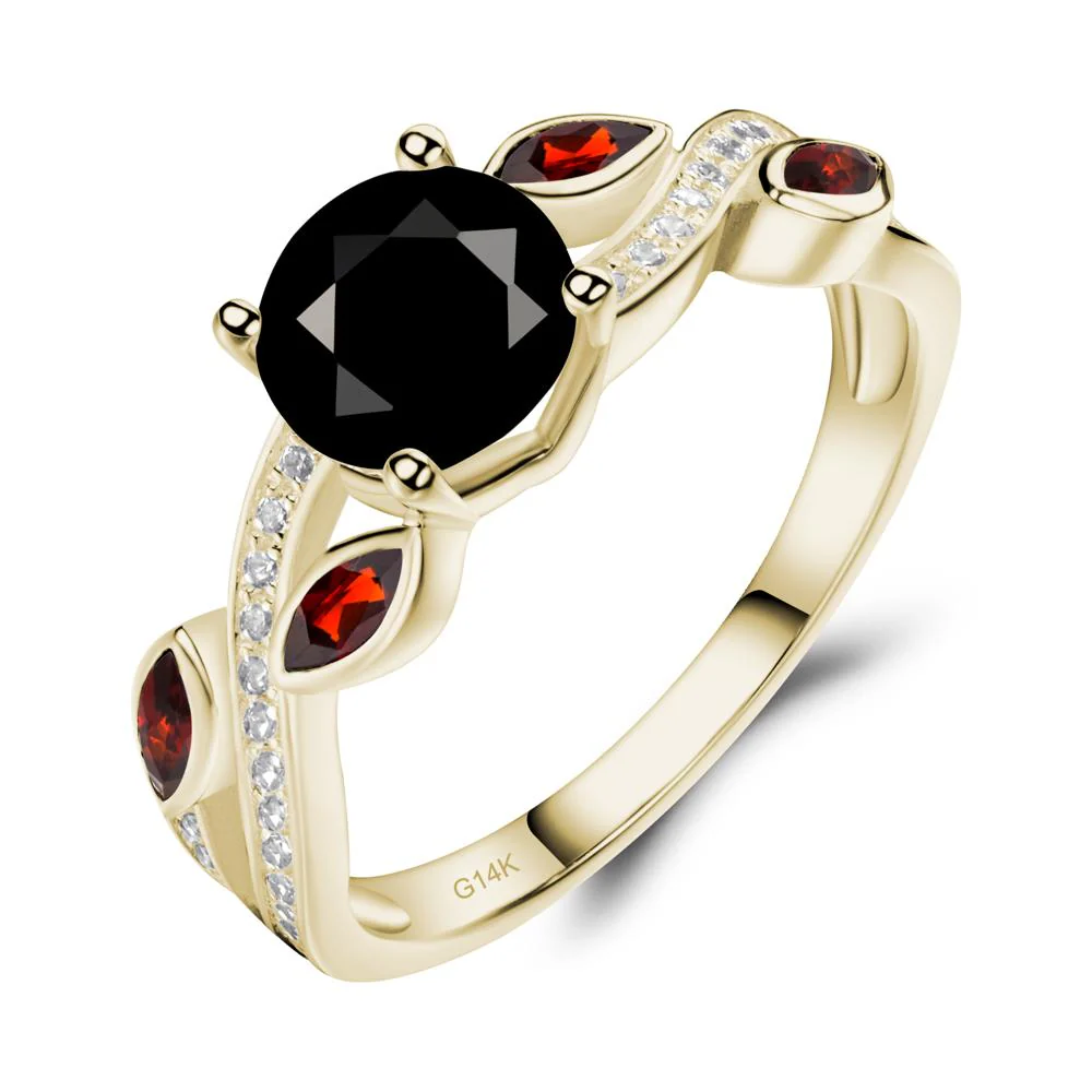 Black Spinel Twisted Leaf Engagement Ring - Image 4