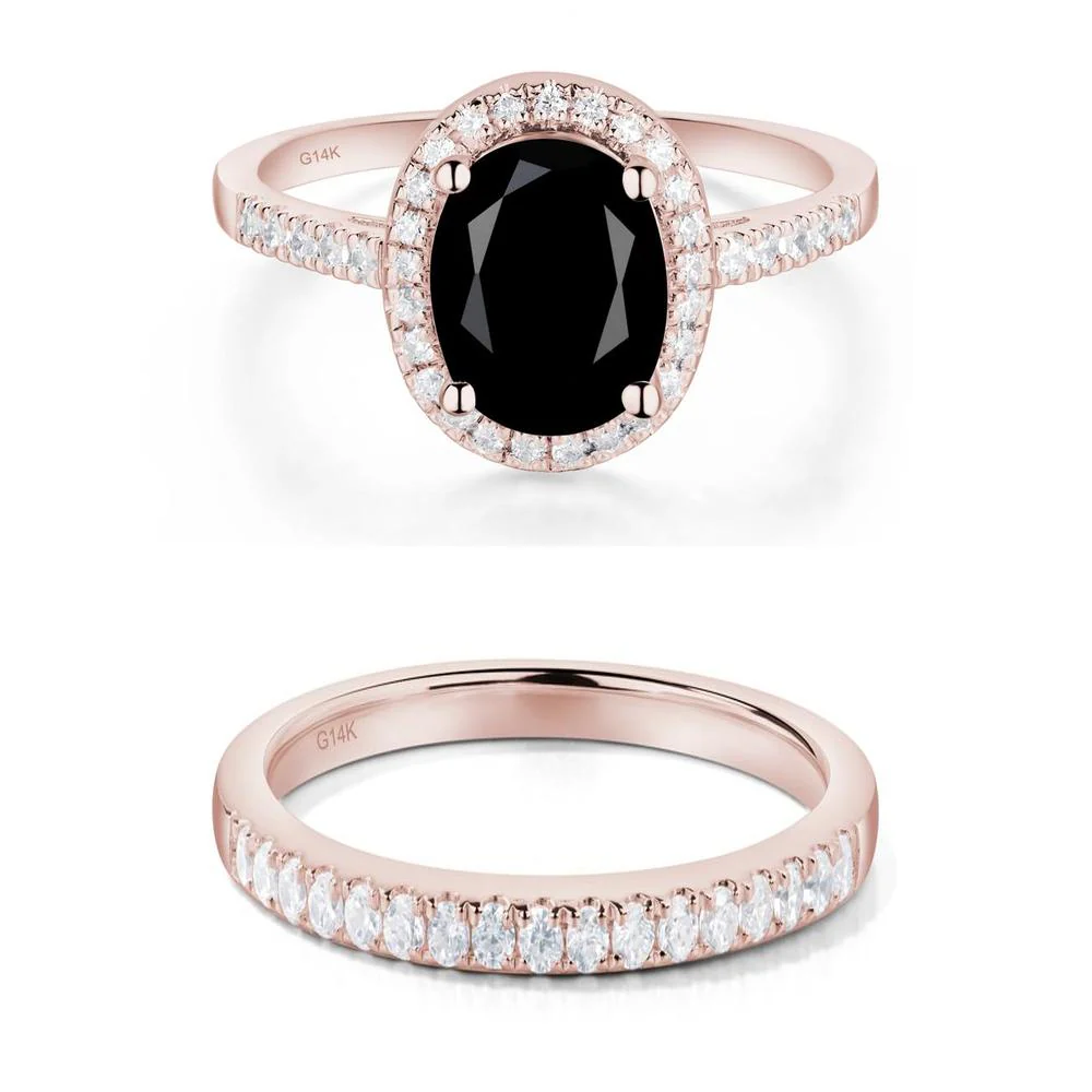 Oval Black Spinel Halo Ring - Image 11