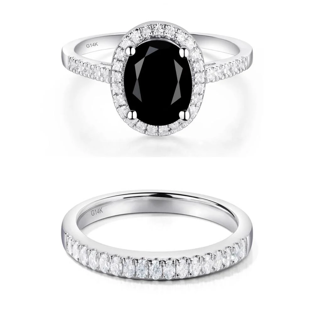 Oval Black Spinel Halo Ring - Image 13