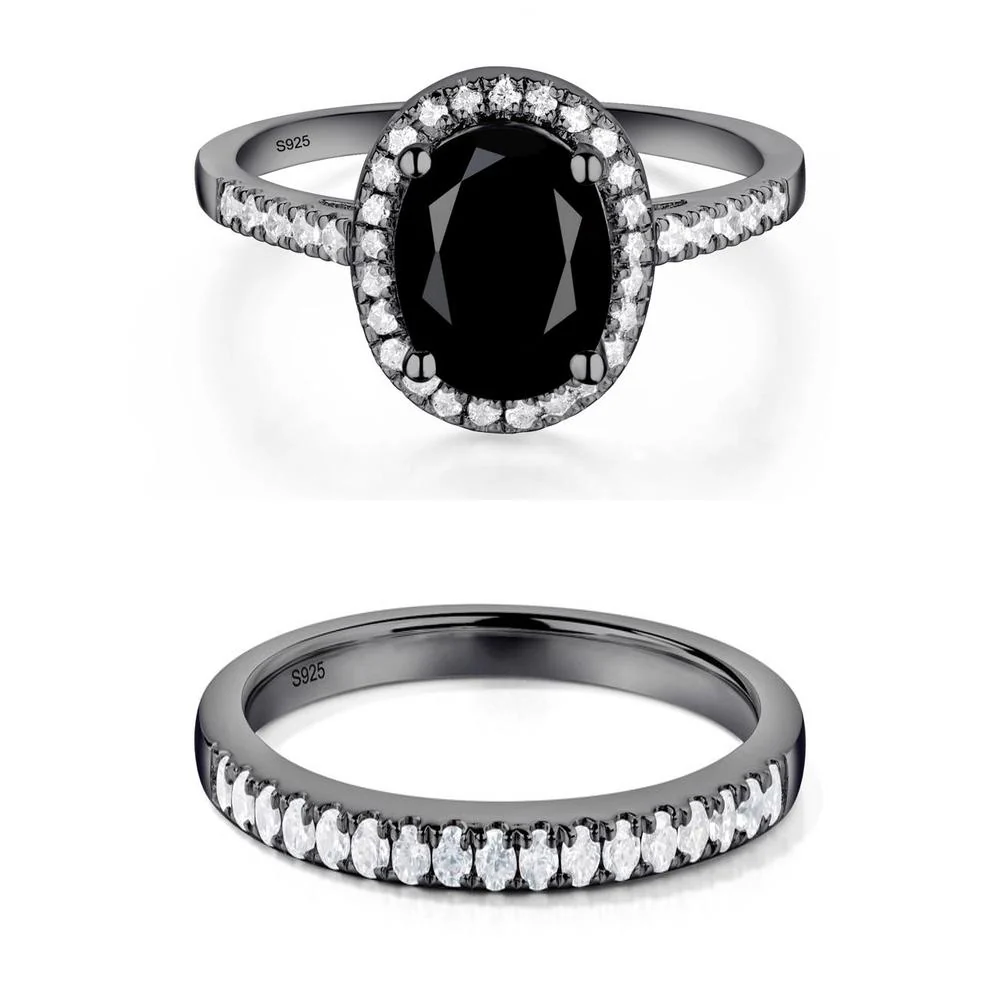 Oval Black Spinel Halo Ring - Image 23