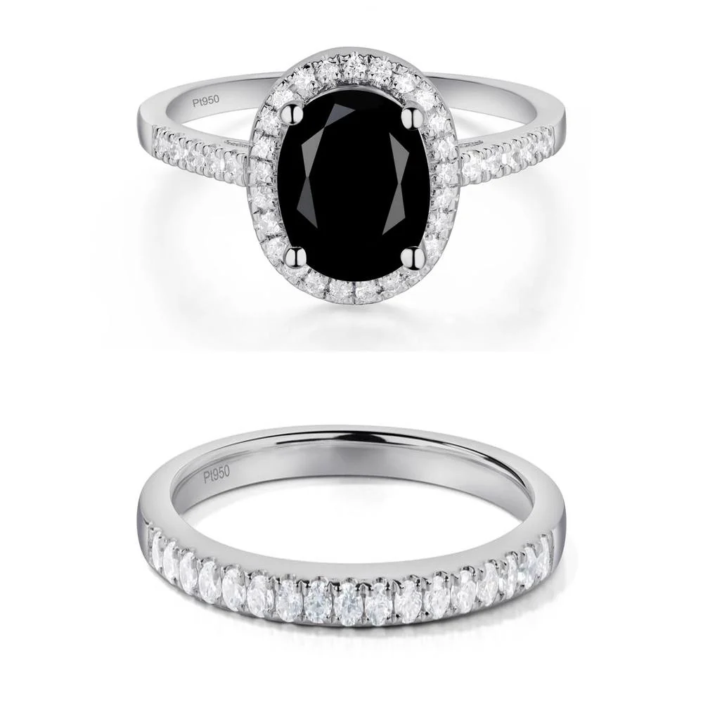 Oval Black Spinel Halo Ring - Image 25