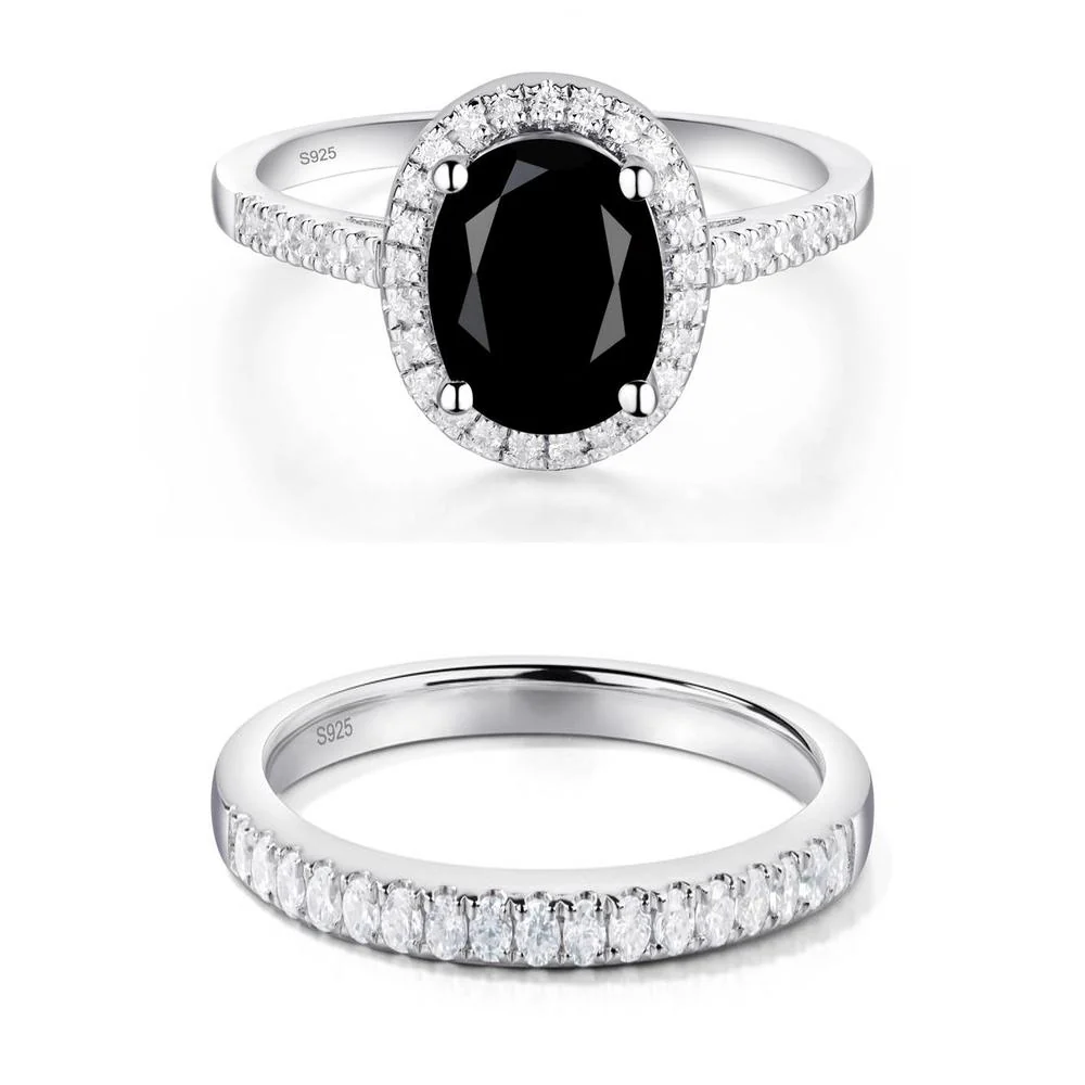 Oval Black Spinel Halo Ring - Image 27