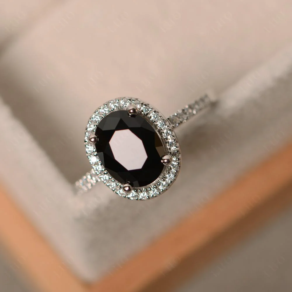Oval Black Spinel Halo Ring - Image 30