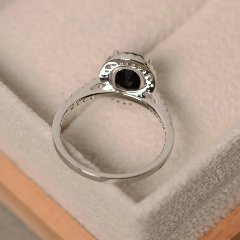 Oval Black Spinel Halo Ring - Image 31