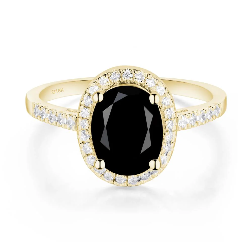 Oval Black Spinel Halo Ring - Image 5