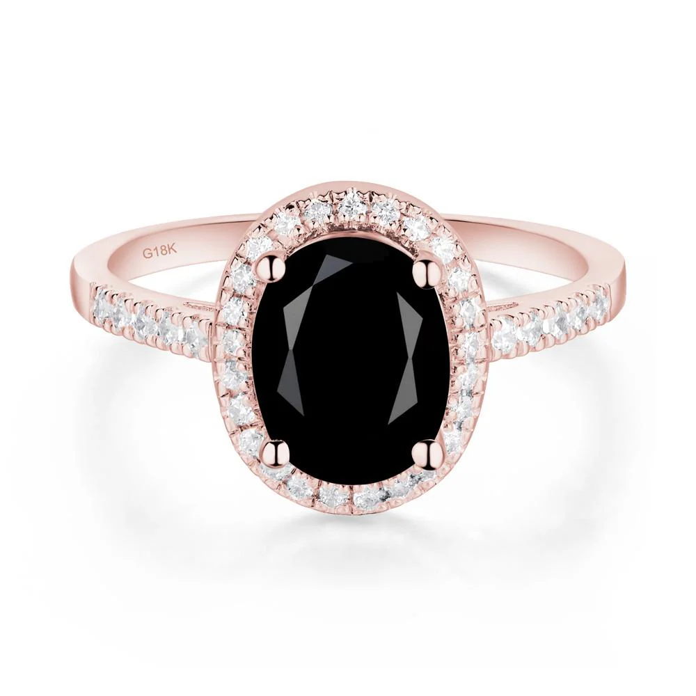 Oval Black Spinel Halo Ring - Image 6