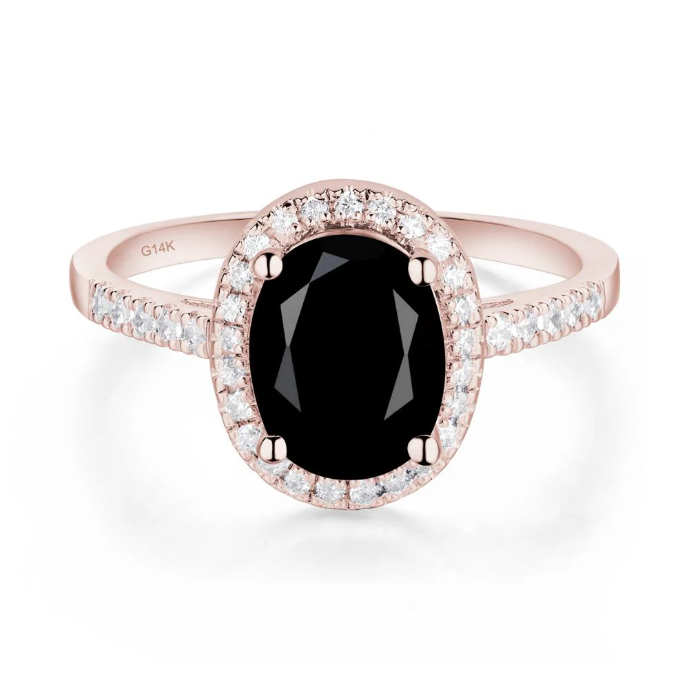 Oval Black Spinel Halo Ring - Image 7