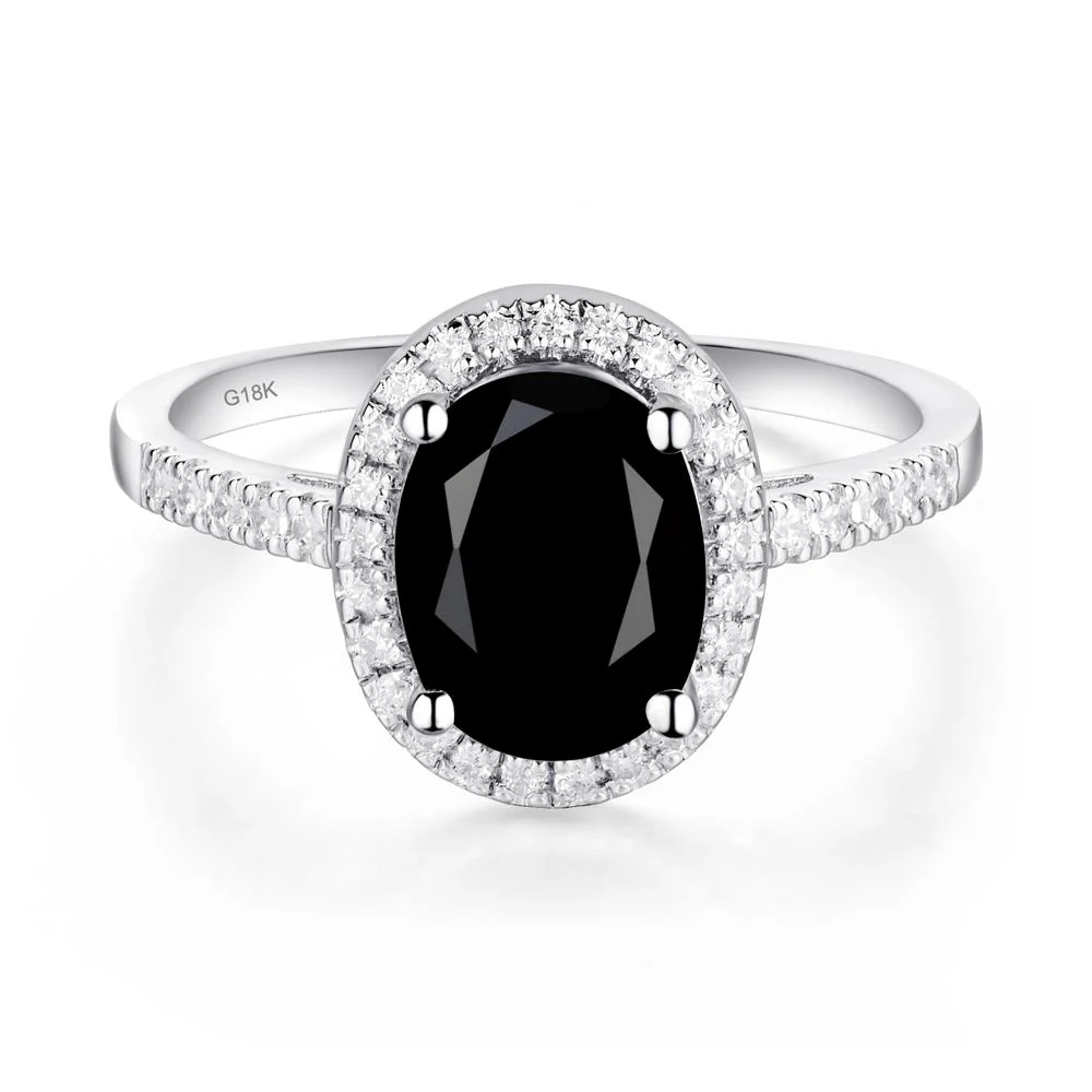 Oval Black Spinel Halo Ring - Image 8