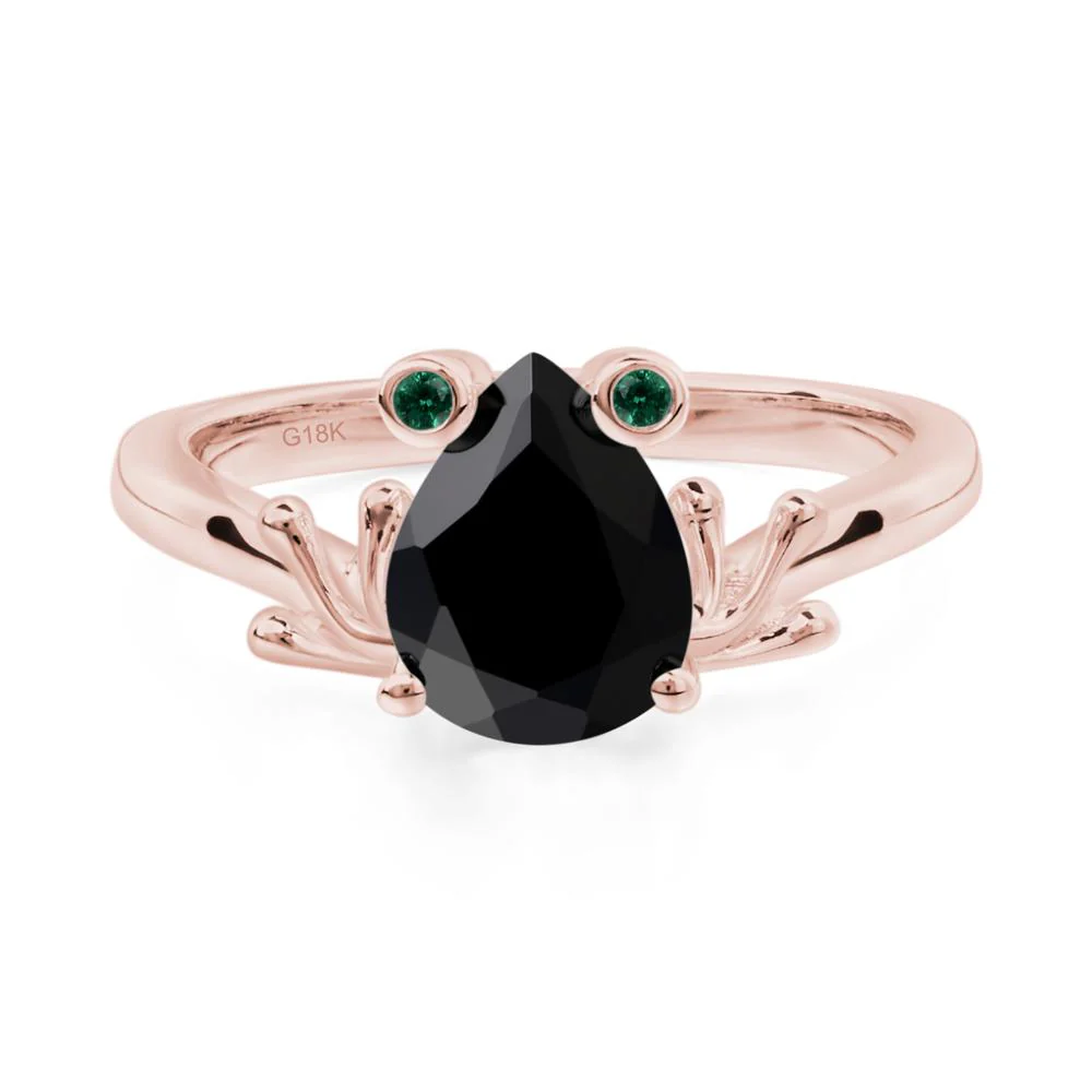 Black Spinel Frog Ring