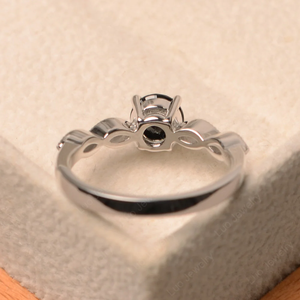 Black Spinel Milgrain Vintage Inspired Ring - Image 3