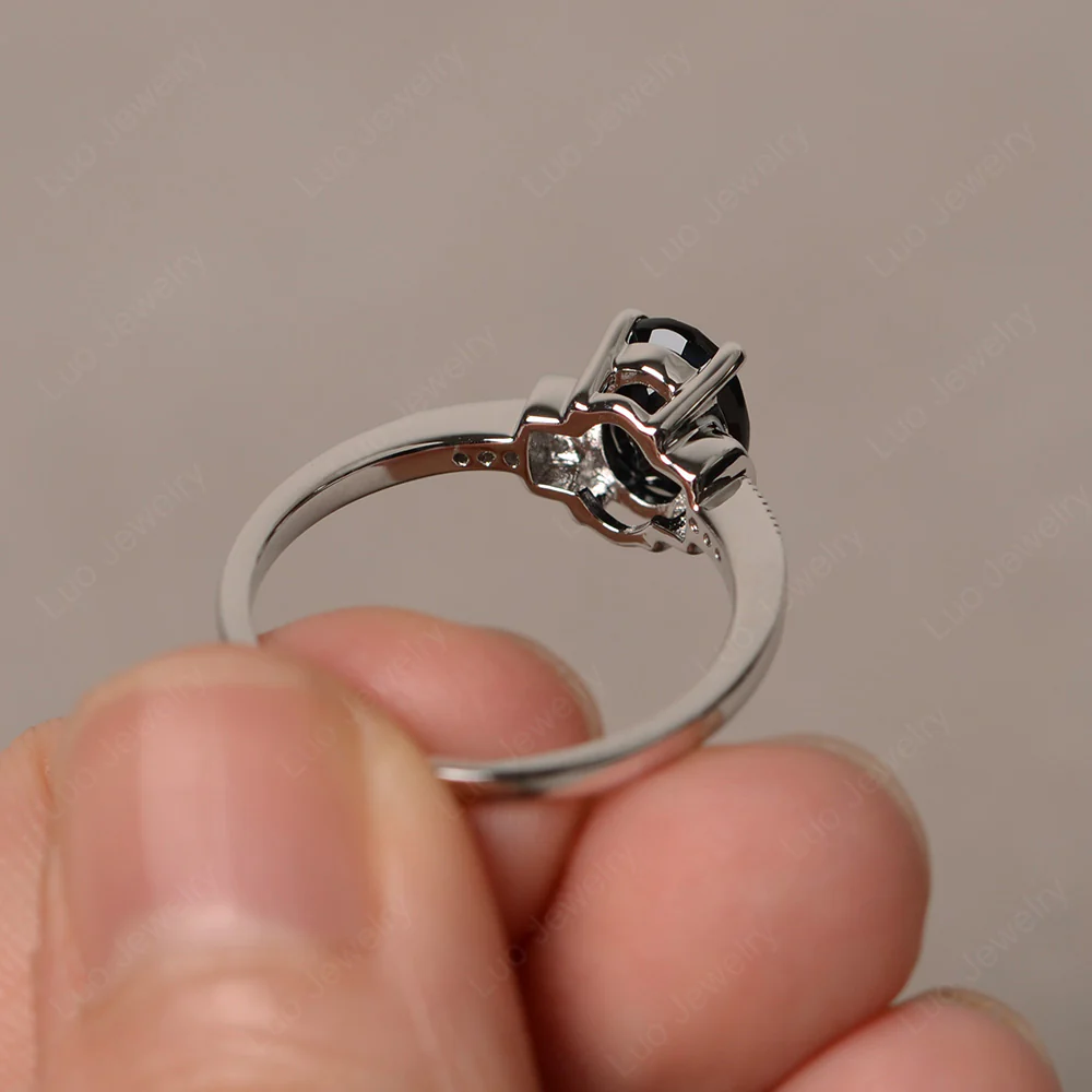 Petite Oval Black Spinel Ring - Image 3
