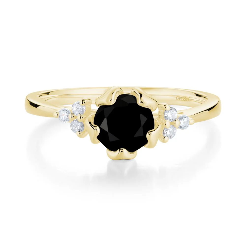 Blooming Black Spinel Flower Ring - Image 2