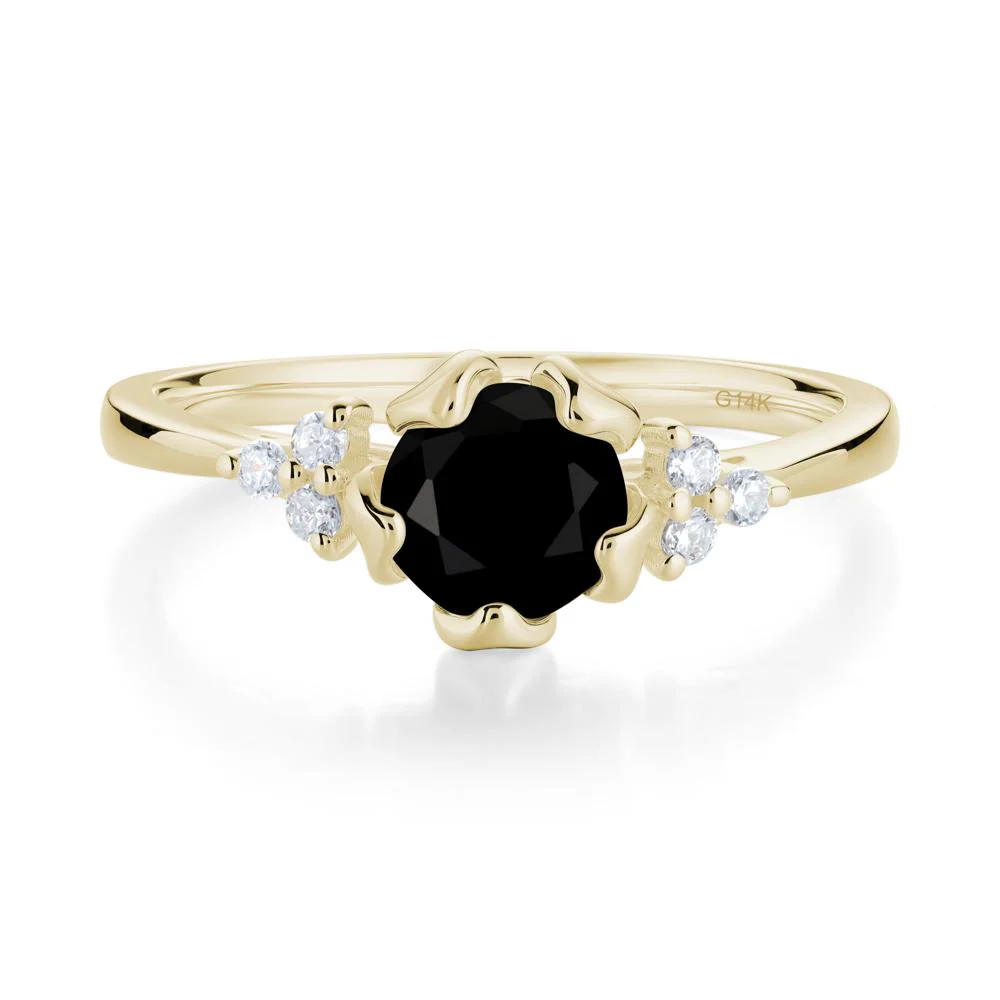 Blooming Black Spinel Flower Ring - Image 3
