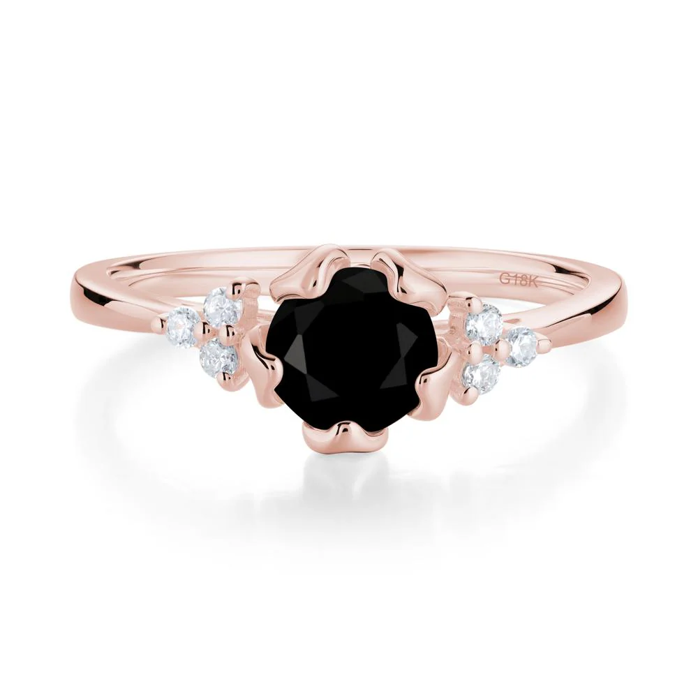 Blooming Black Spinel Flower Ring - Image 6