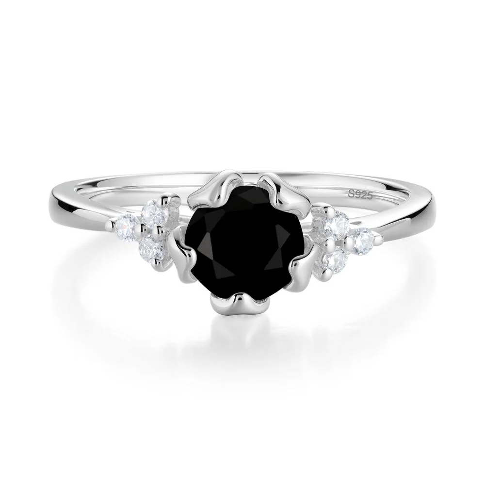 Blooming Black Spinel Flower Ring - Image 9
