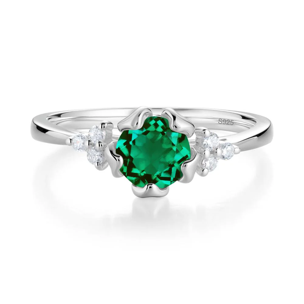 Blooming Emerald Flower Ring - Image 7