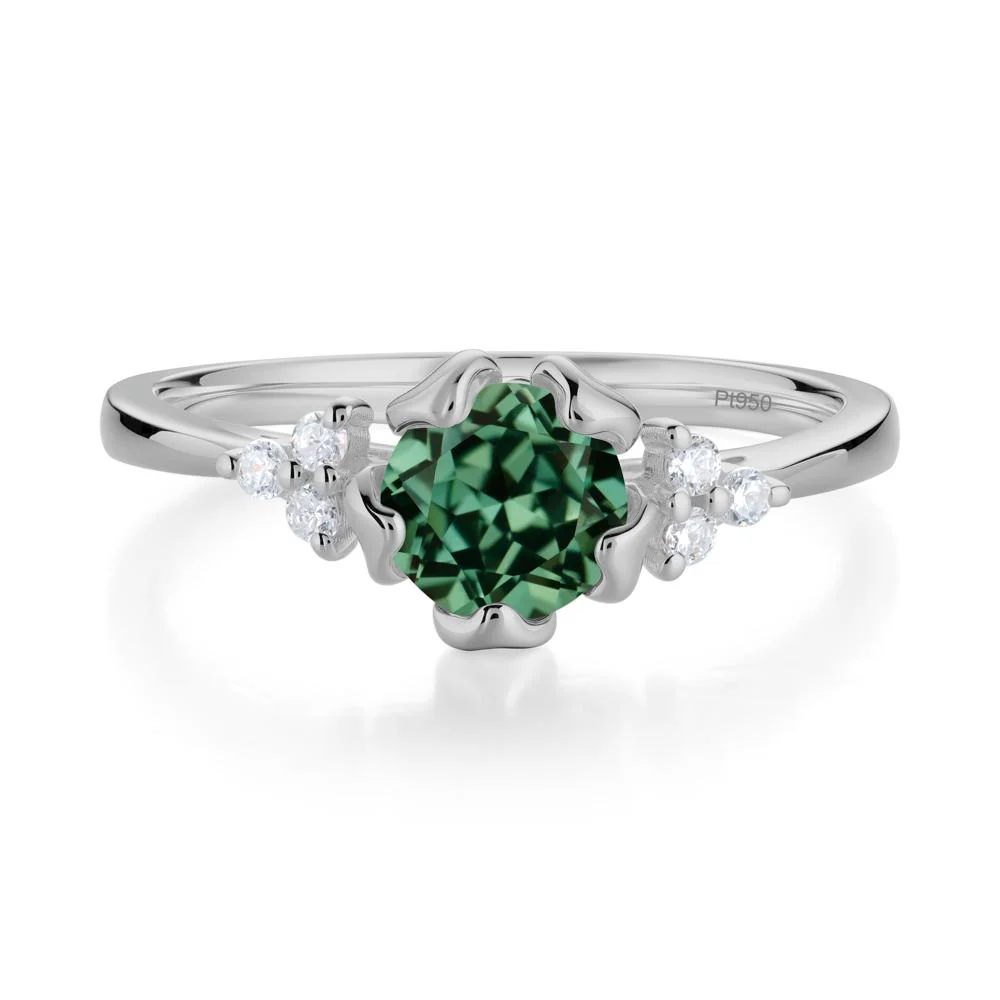 Blooming Green Sapphire Flower Ring