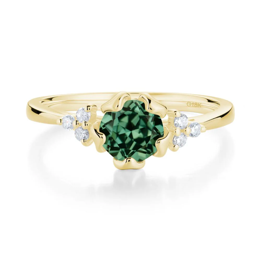 Blooming Green Sapphire Flower Ring - Image 4