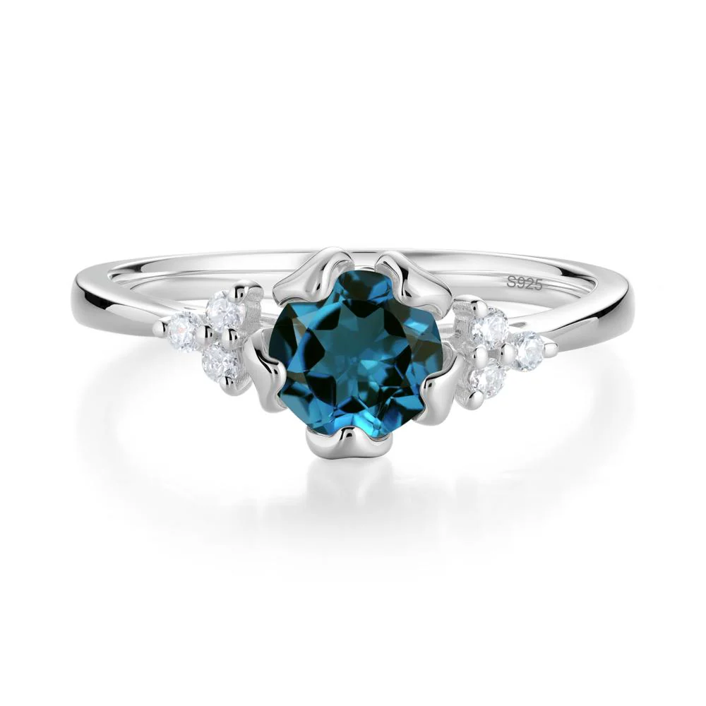Blooming London Blue Topaz Flower Ring