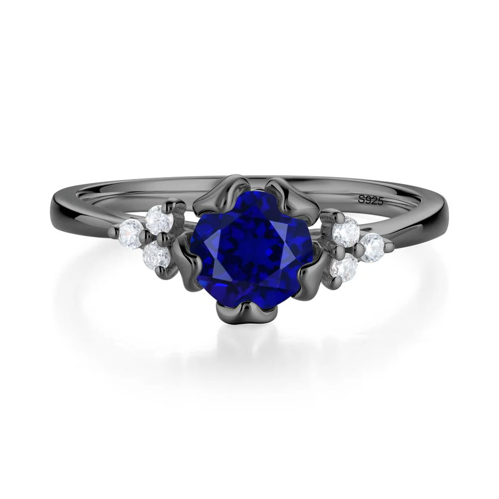 Blooming Sapphire Flower Ring