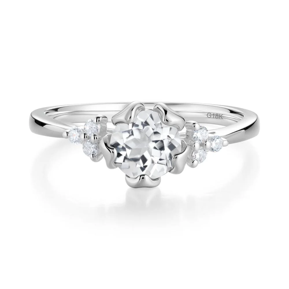 Blooming White Topaz Flower Ring - Image 4