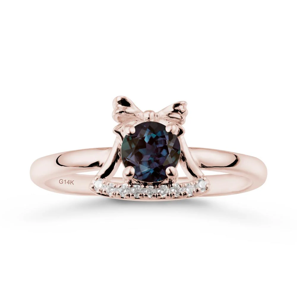 Bow Knot Round Alexandrite Ring