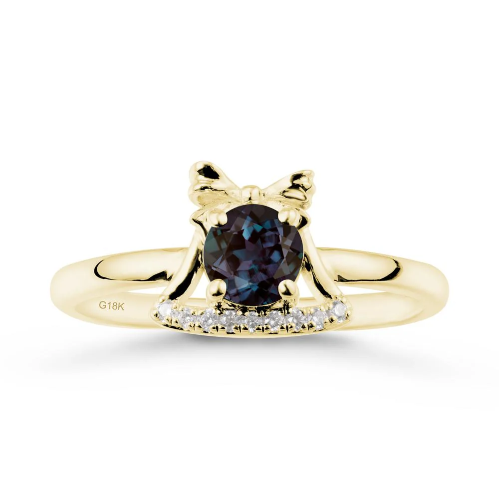 Bow Knot Round Alexandrite Ring - Image 6