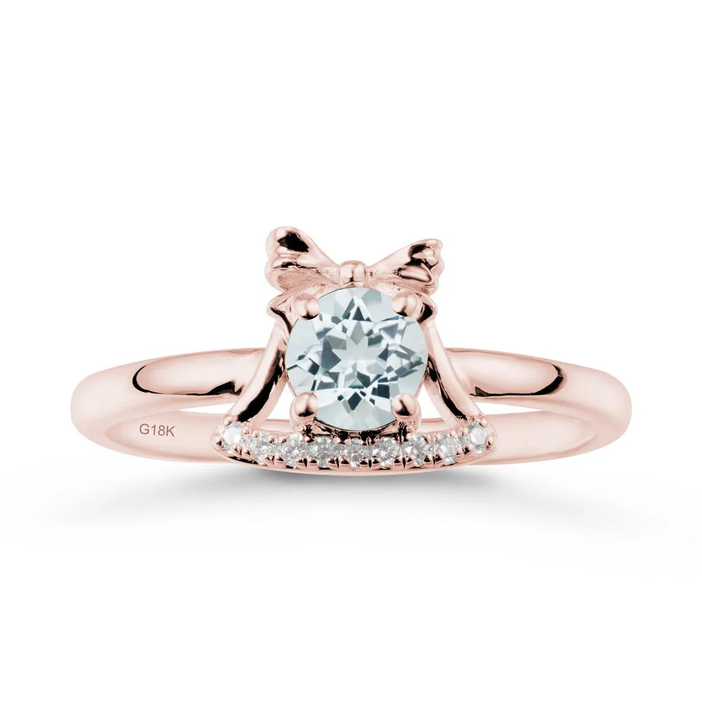 Bow Knot Round Aquamarine Ring - Image 5