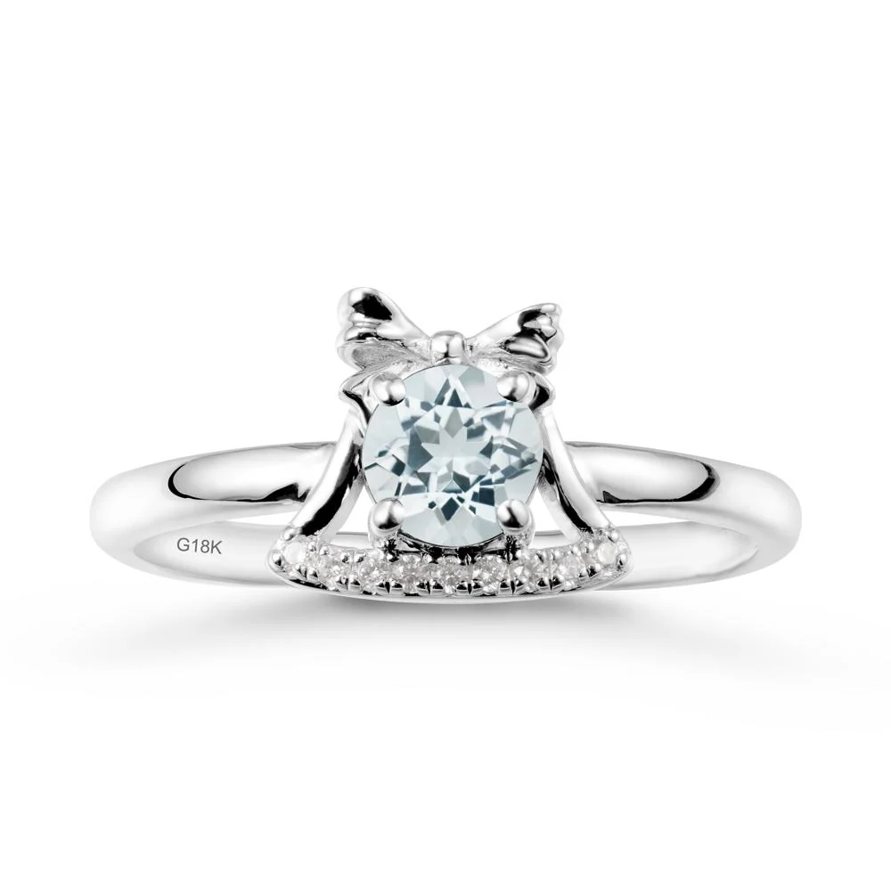 Bow Knot Round Aquamarine Ring - Image 6