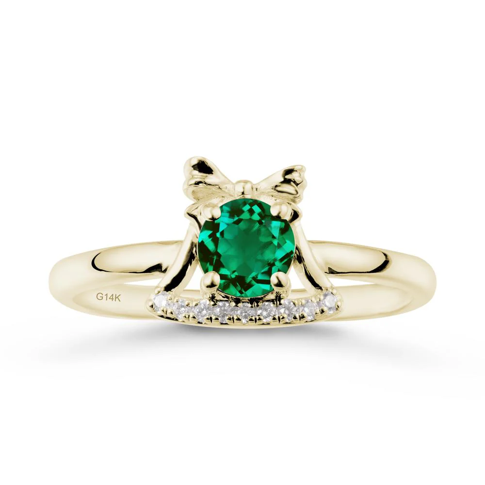 Bow Knot Round Emerald Ring
