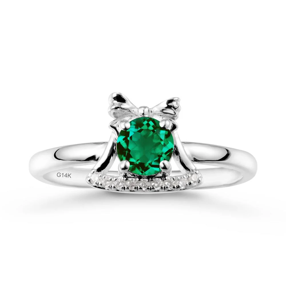 Bow Knot Round Emerald Ring - Image 3
