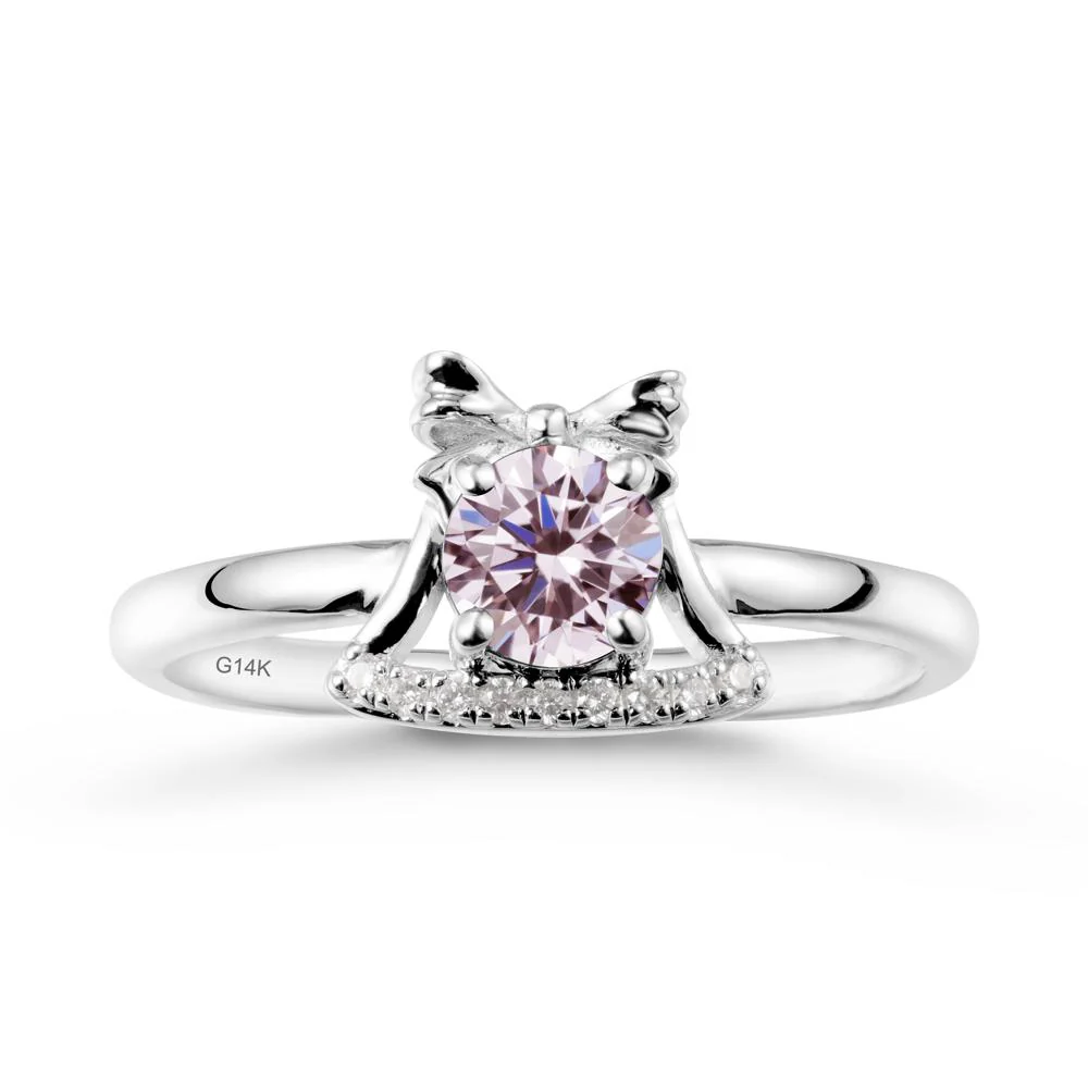 Bow Knot Round Pink Cubic Zirconia Ring - Image 3