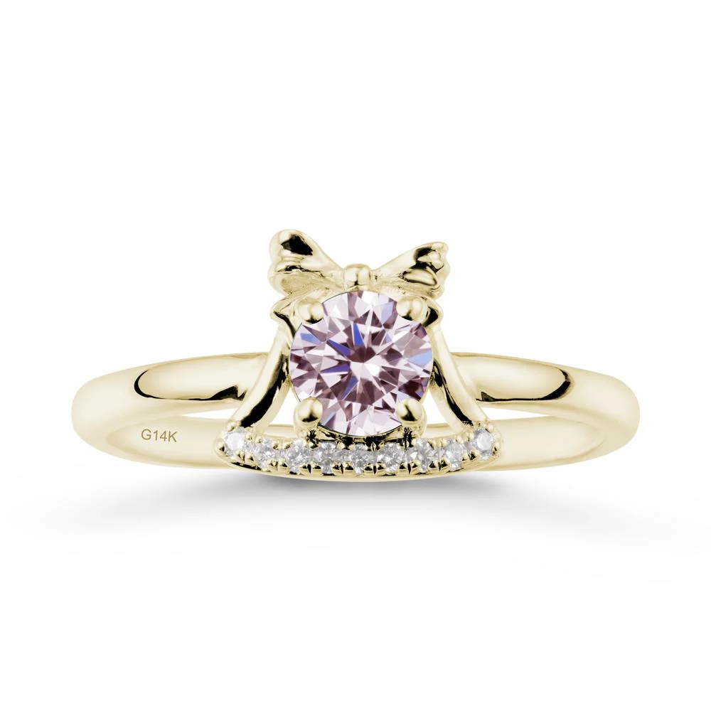 Bow Knot Round Pink Cubic Zirconia Ring - Image 4