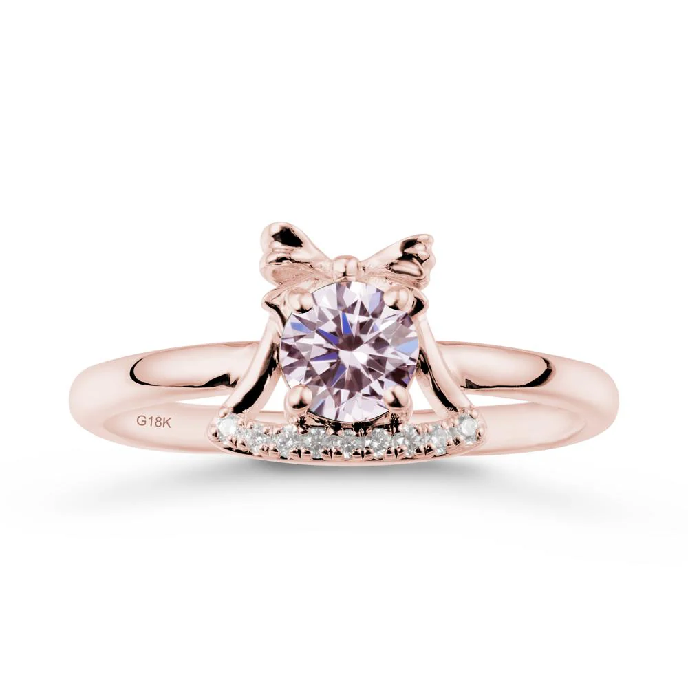 Bow Knot Round Pink Cubic Zirconia Ring - Image 5
