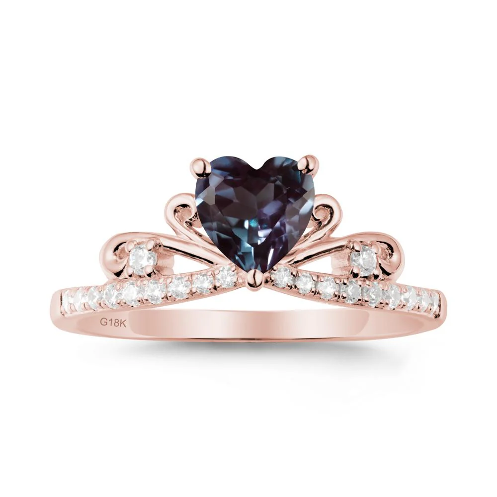 Bowknot Heart Shaped Alexandrite Promise Ring - Image 4