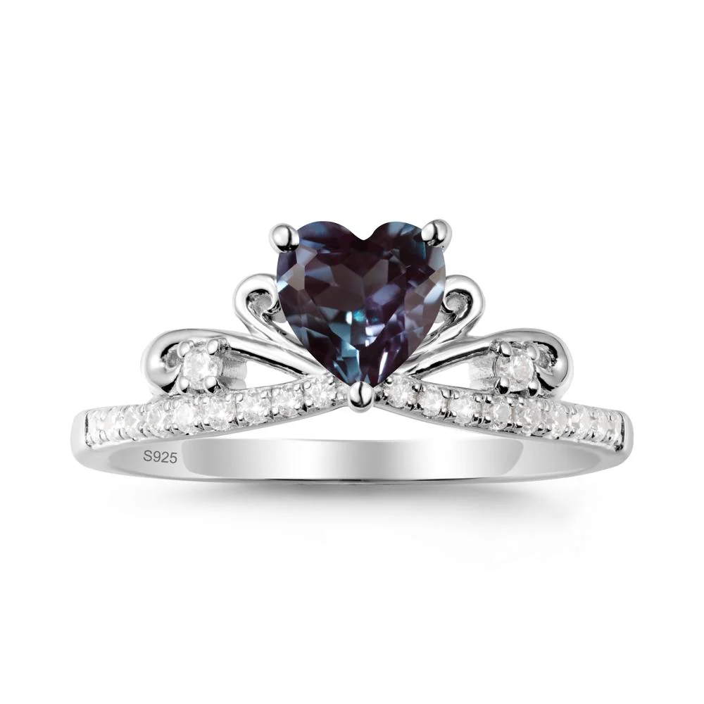 Bowknot Heart Shaped Alexandrite Promise Ring - Image 9