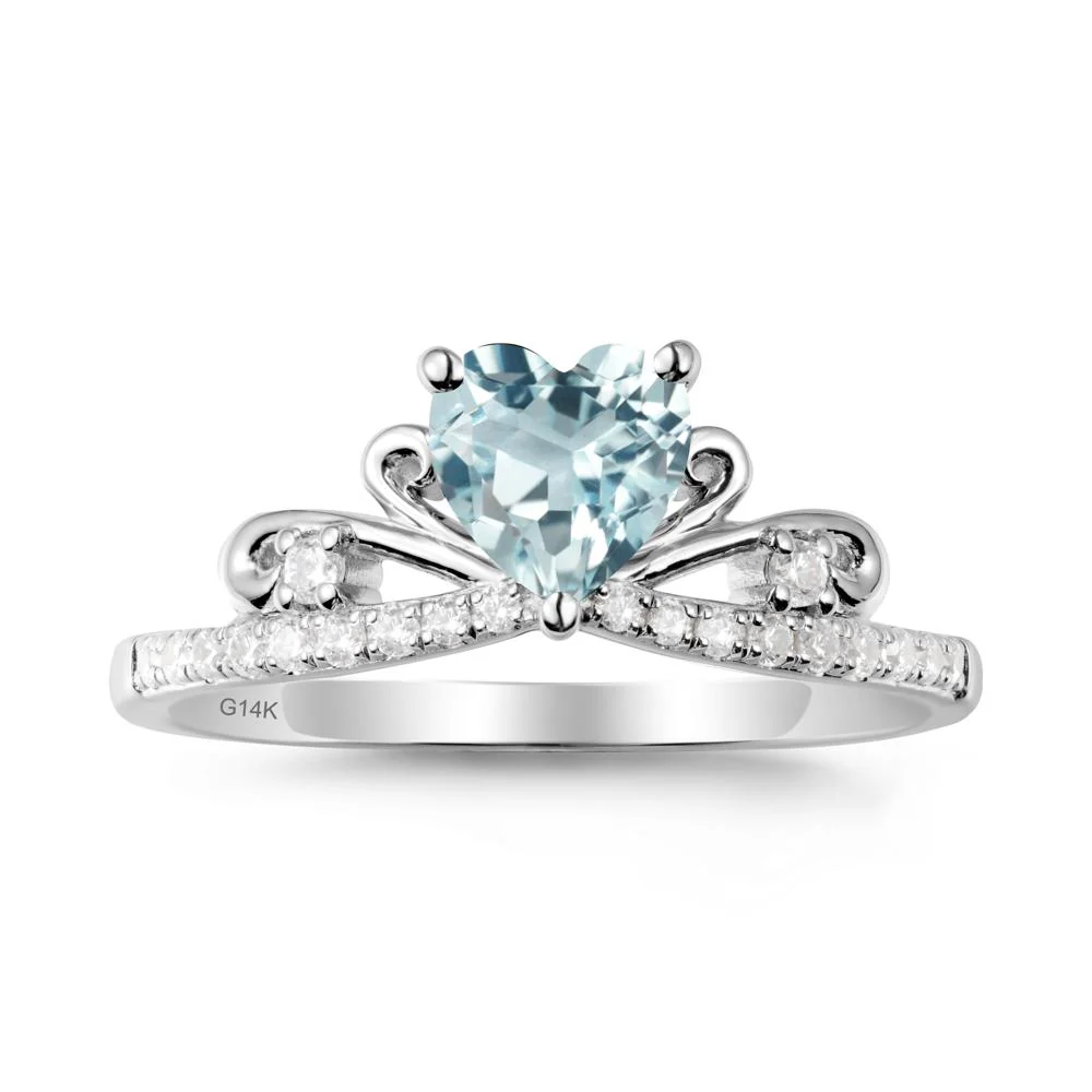 Bowknot Heart Shaped Aquamarine Promise Ring