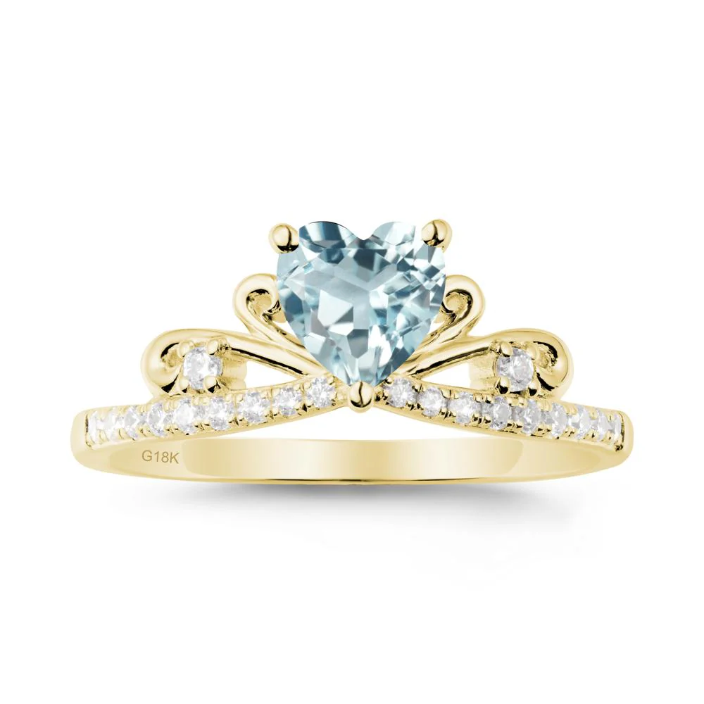 Bowknot Heart Shaped Aquamarine Promise Ring - Image 6