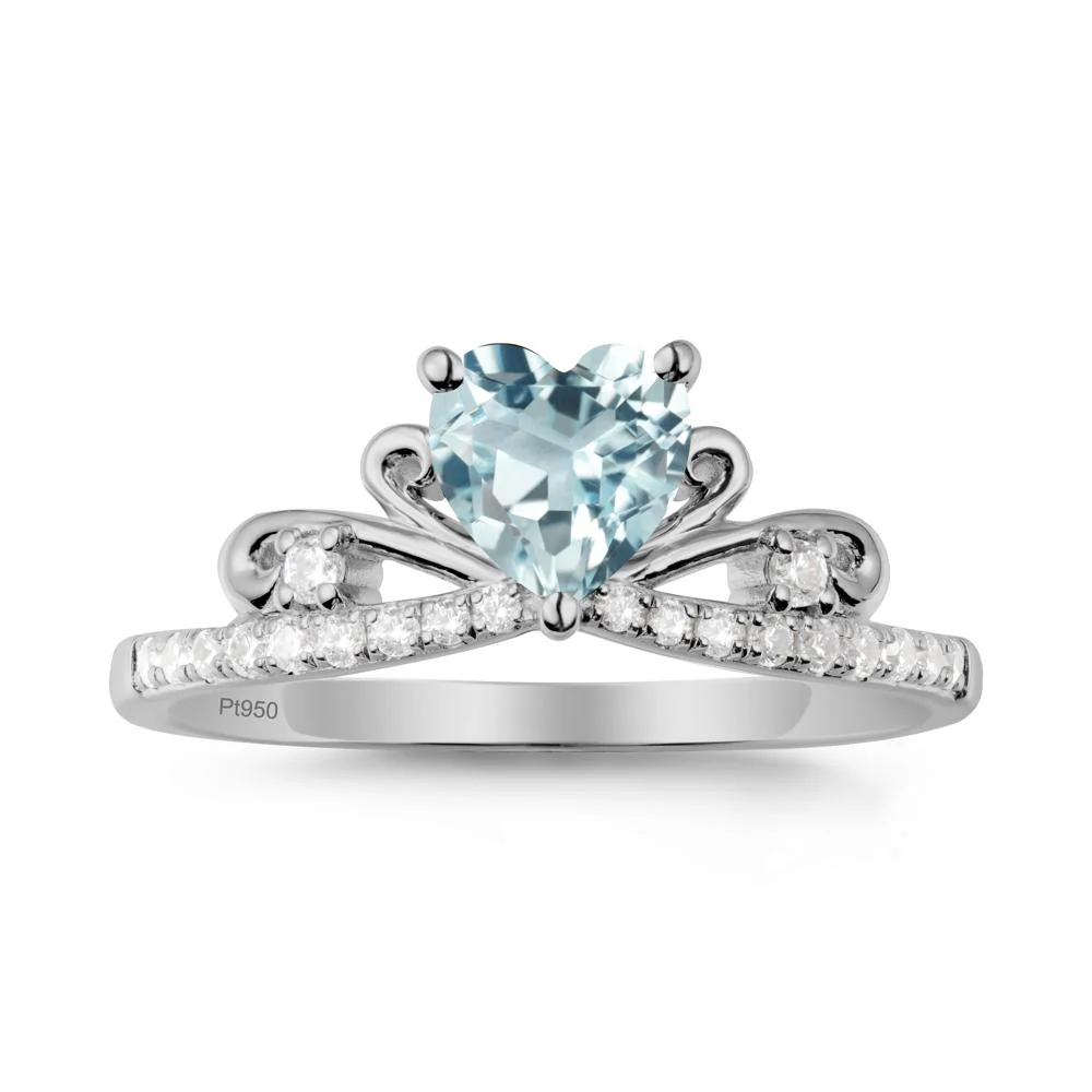 Bowknot Heart Shaped Aquamarine Promise Ring - Image 8
