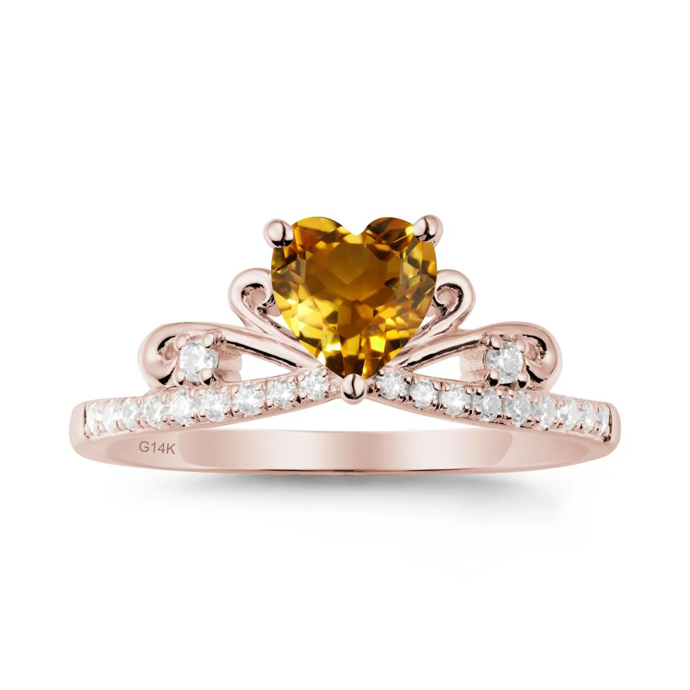 Bowknot Heart Shaped Citrine Promise Ring - Image 2