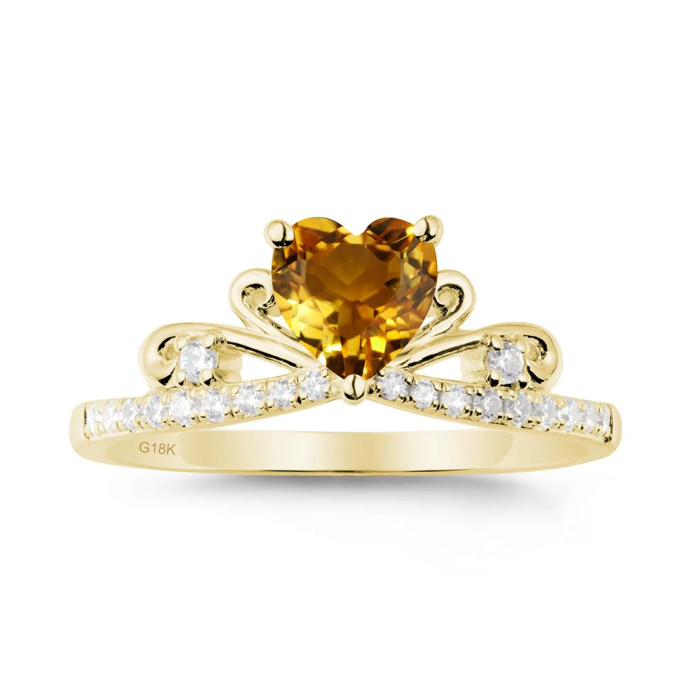 Bowknot Heart Shaped Citrine Promise Ring - Image 6