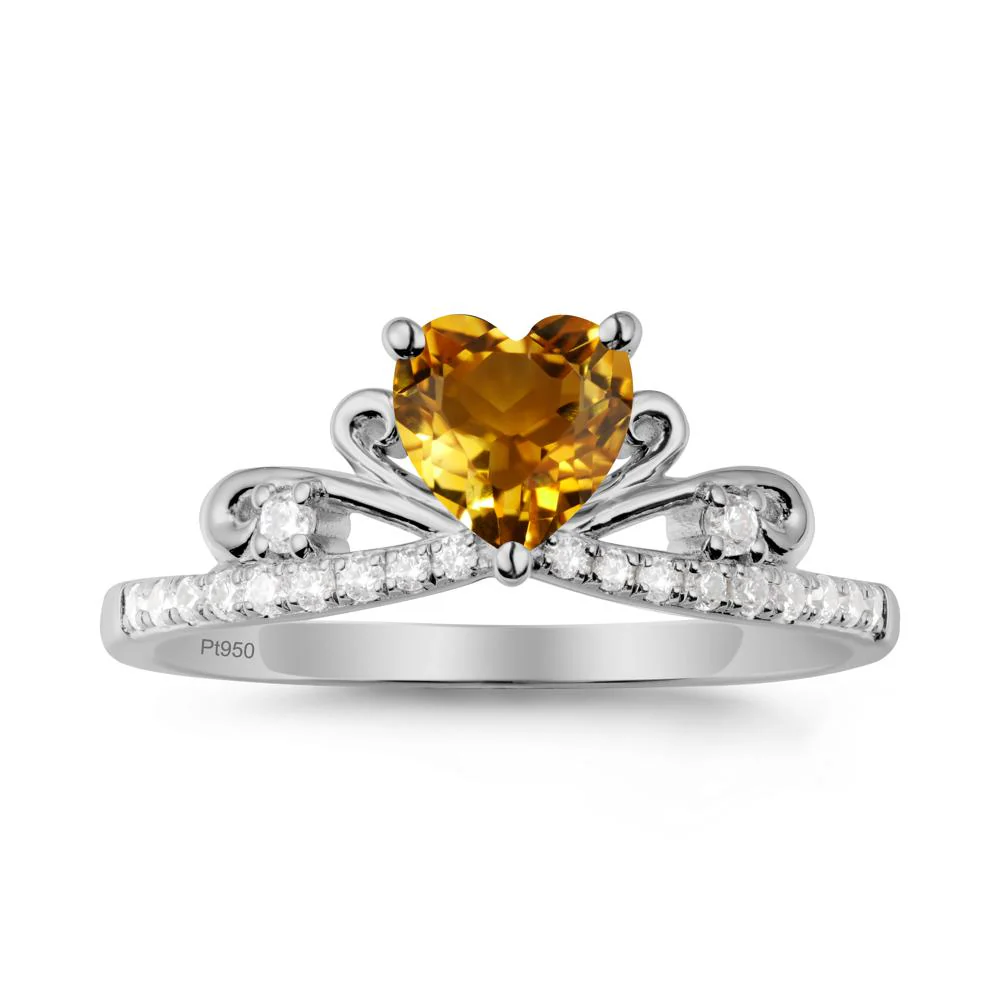 Bowknot Heart Shaped Citrine Promise Ring - Image 8