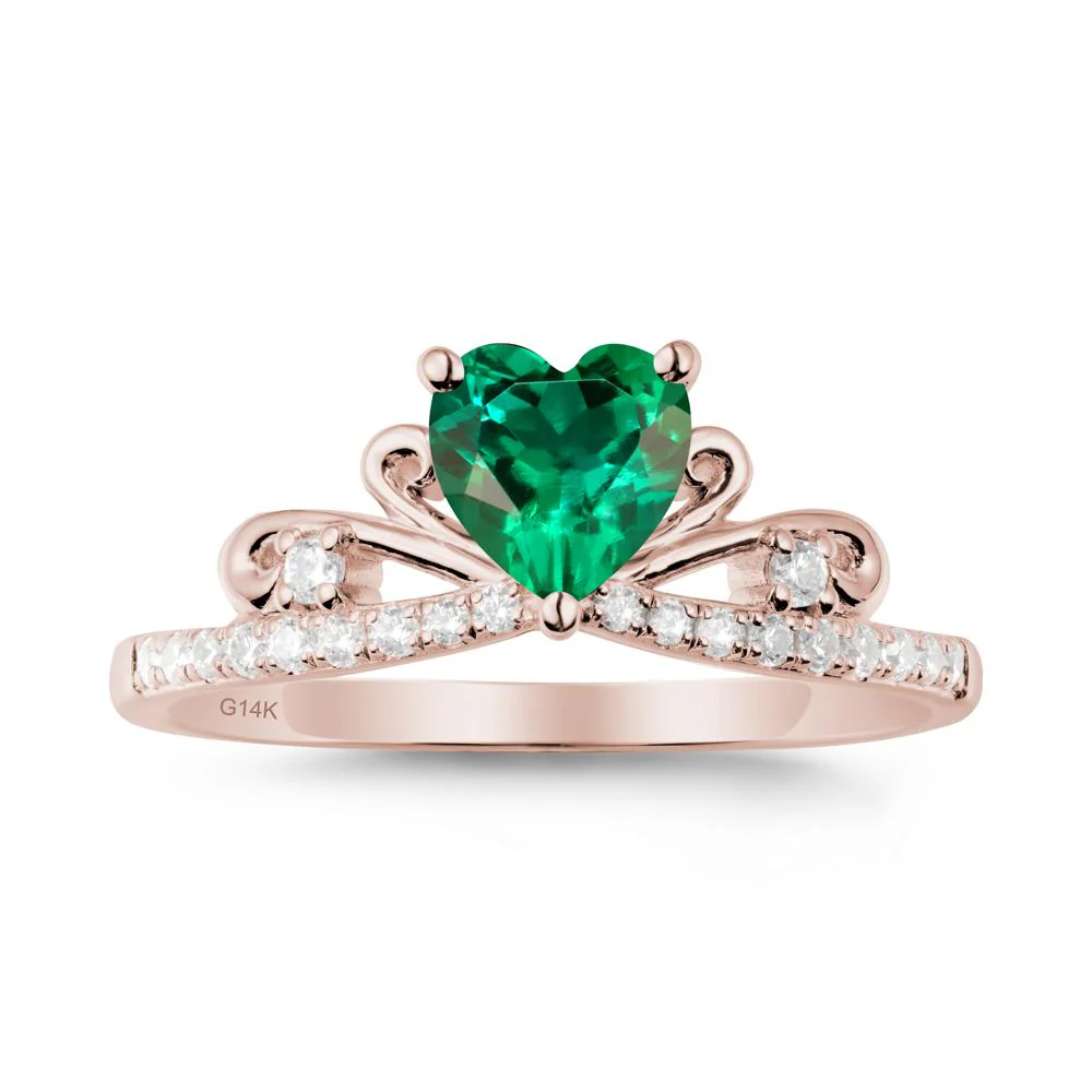 Bowknot Heart Shaped Emerald Promise Ring - Image 2