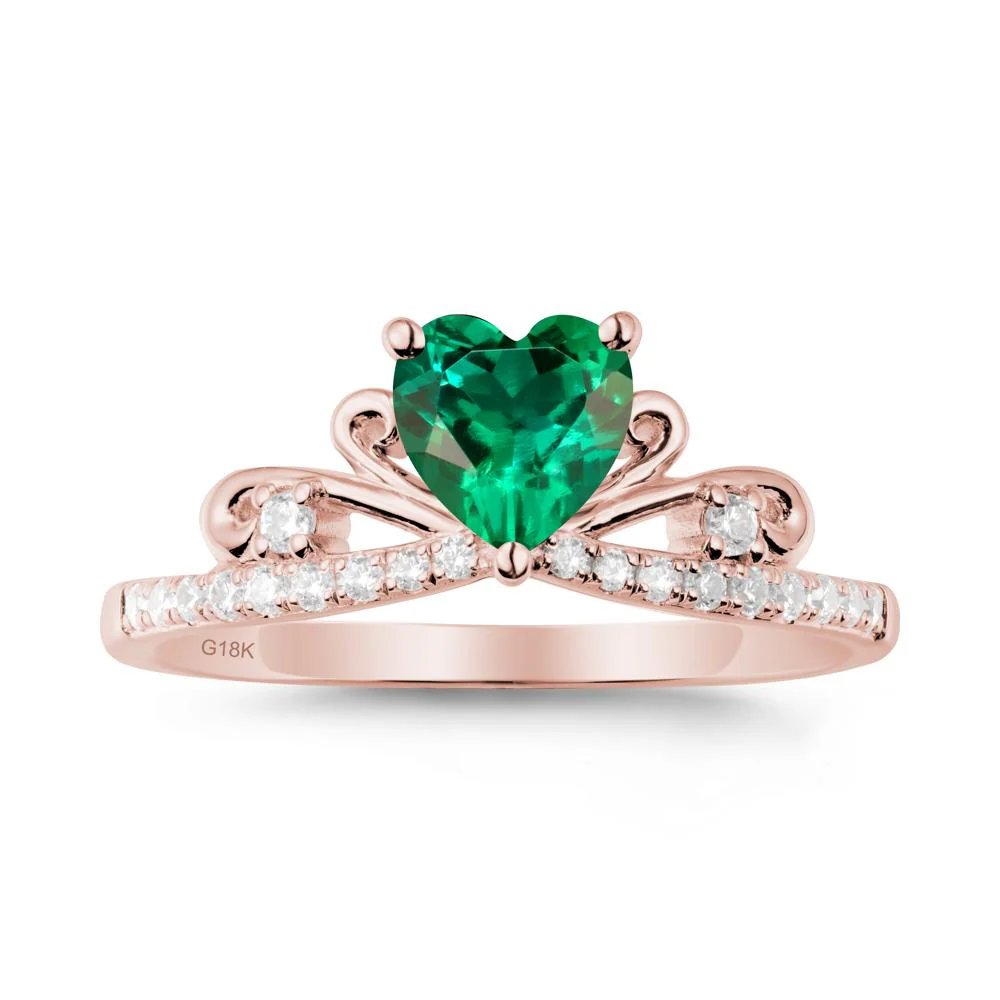 Bowknot Heart Shaped Emerald Promise Ring - Image 5