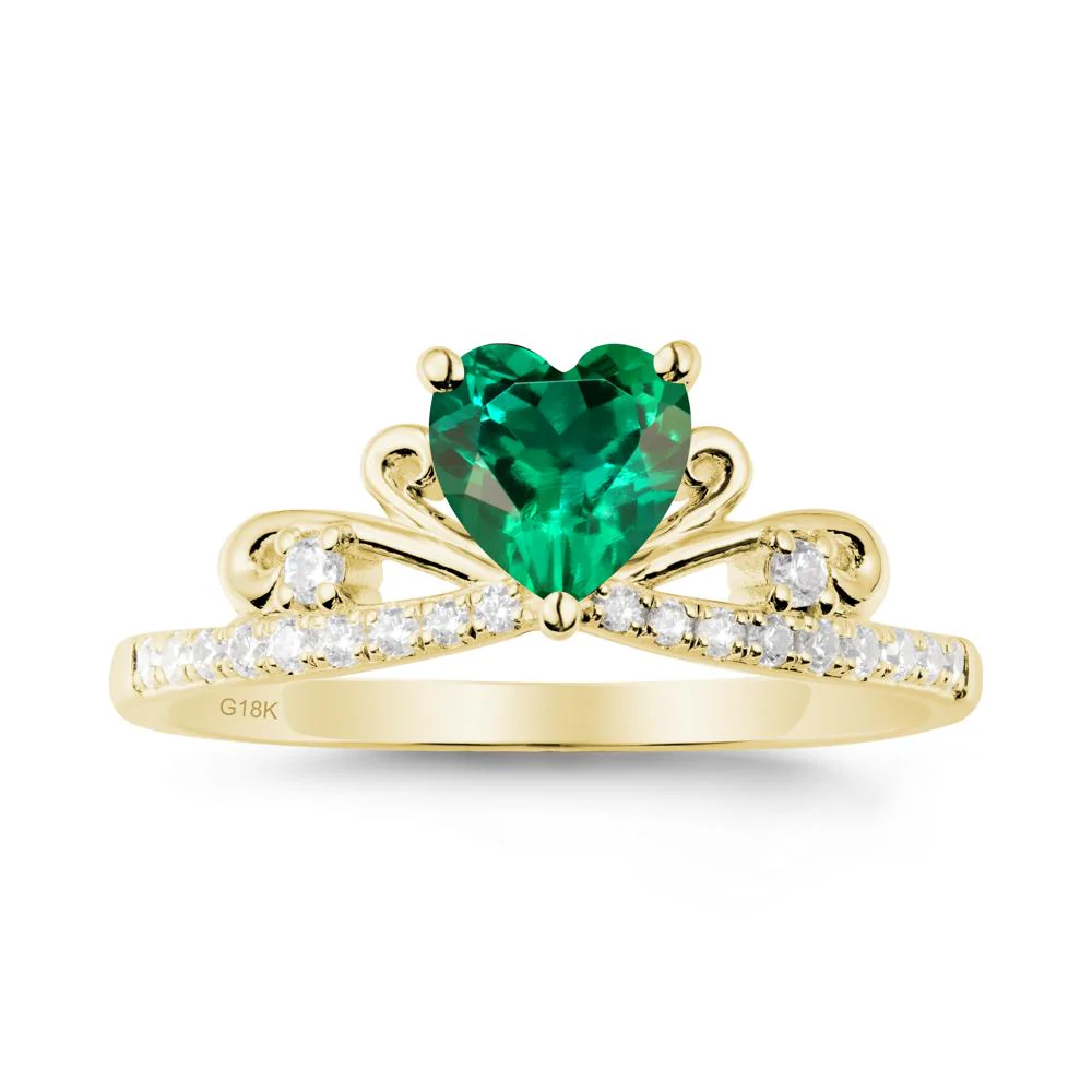 Bowknot Heart Shaped Emerald Promise Ring - Image 7